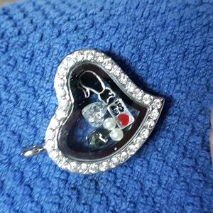 Rhinestone Locket With Charms